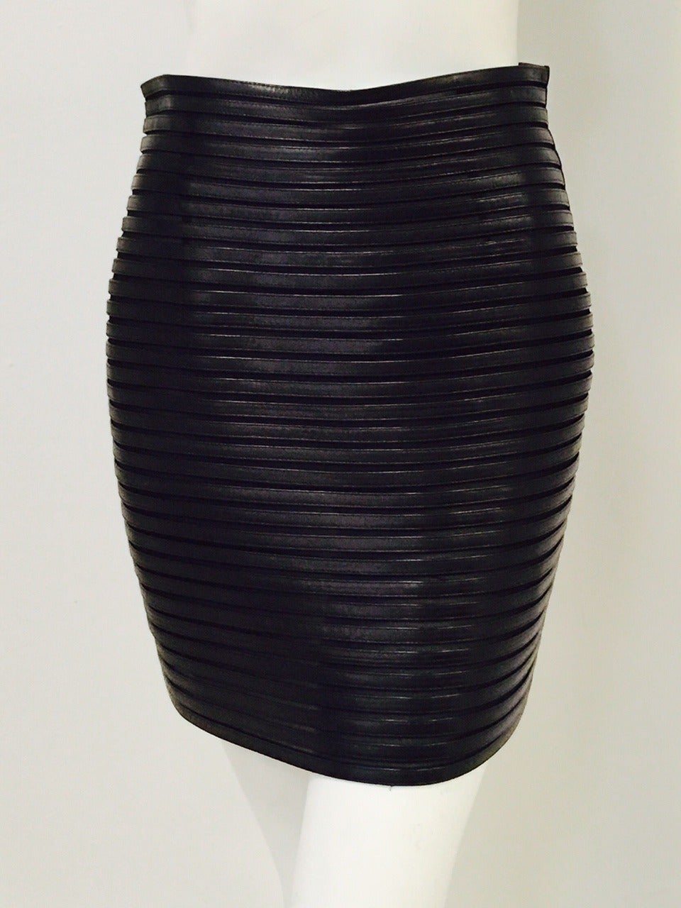 Black Jitrois Stretch Leather Skirt Suit