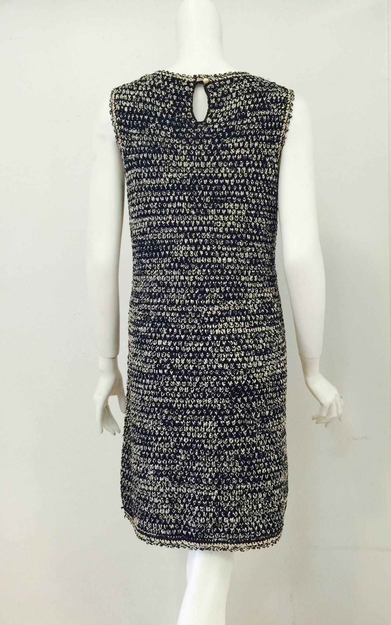 1990s Chanel Sleeveless Multi Color Knit Shift Dress In Excellent Condition For Sale In Palm Beach, FL