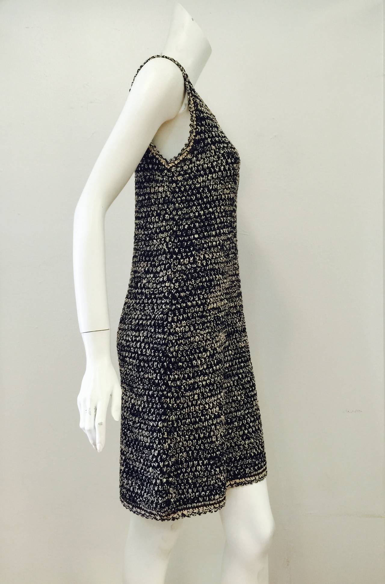 Women's 1990s Chanel Sleeveless Multi Color Knit Shift Dress For Sale