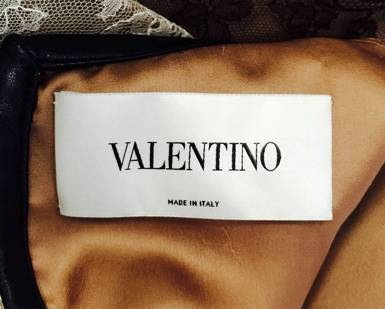 Valentino Runway Leather Trimmed Silk Lace Cocktail Dress For Sale 2
