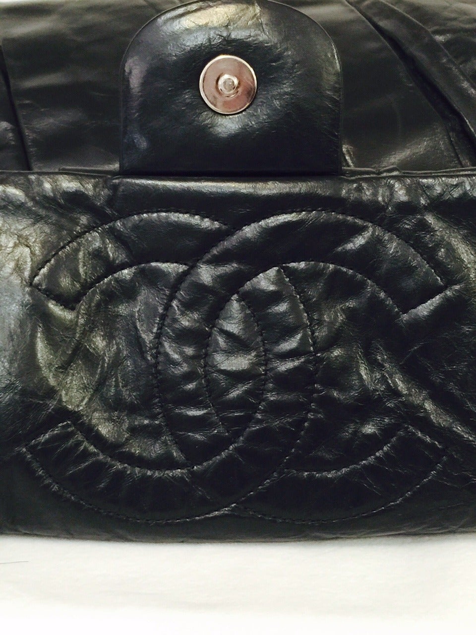 2009 Chanel Pleated Maxi Bag With Ruthenium Hardware For Sale 2