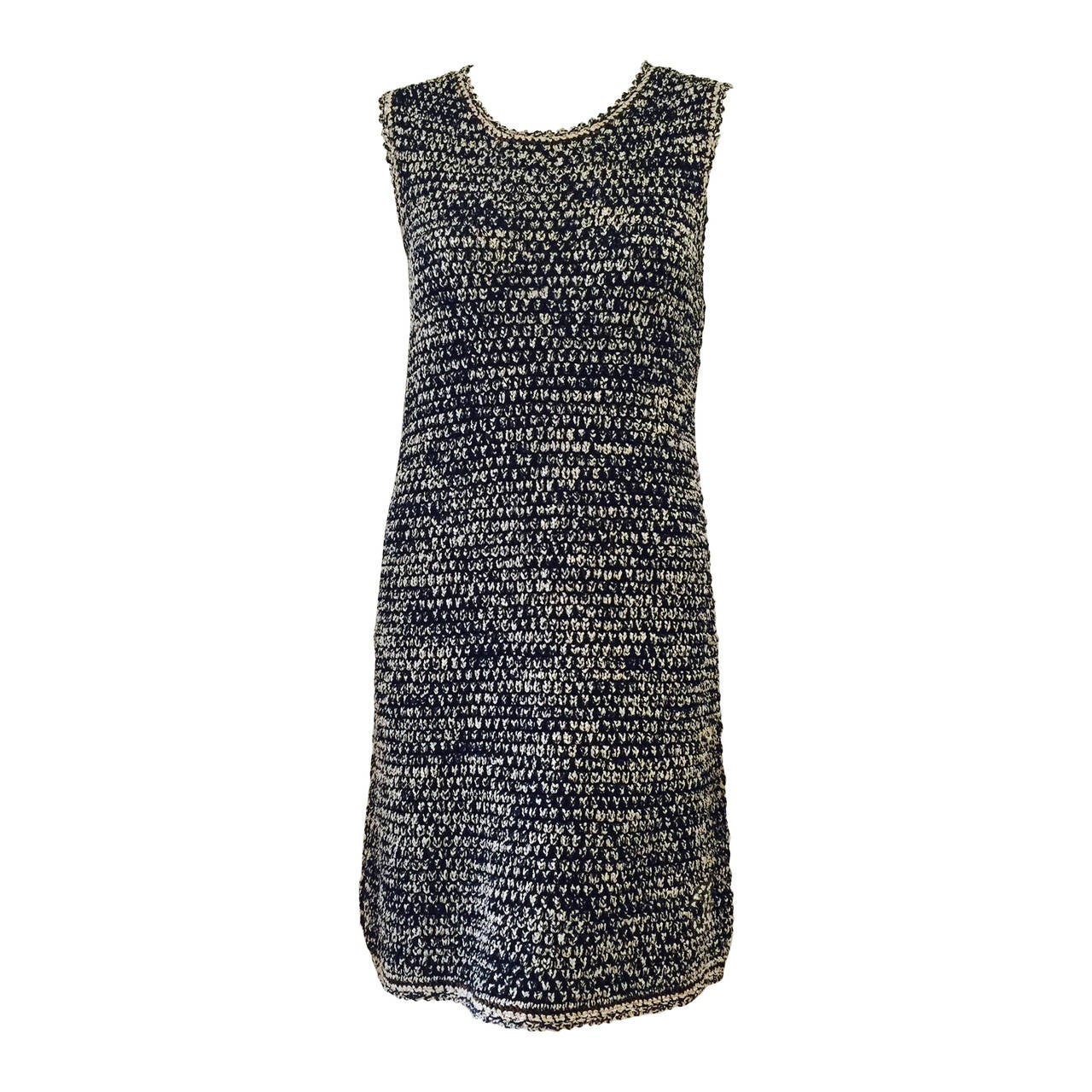 1990s Chanel Sleeveless Multi Color Knit Shift Dress For Sale