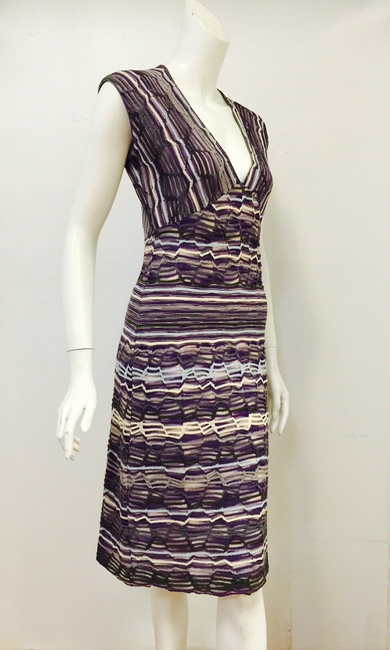 Women's M Missoni Multi Color Cap Sleeve Knit Dress For Sale