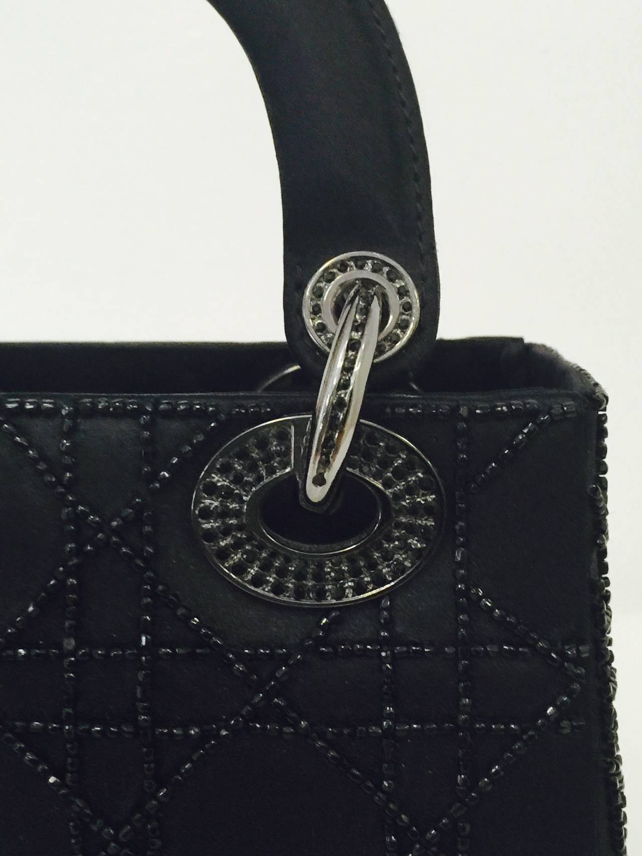 New Limited Edition Iconic Mini Lady Dior Black Satin Evening Bag at  1stDibs  mini lady dior satin bag price, lady dior mini limited edition, dior  evening bag