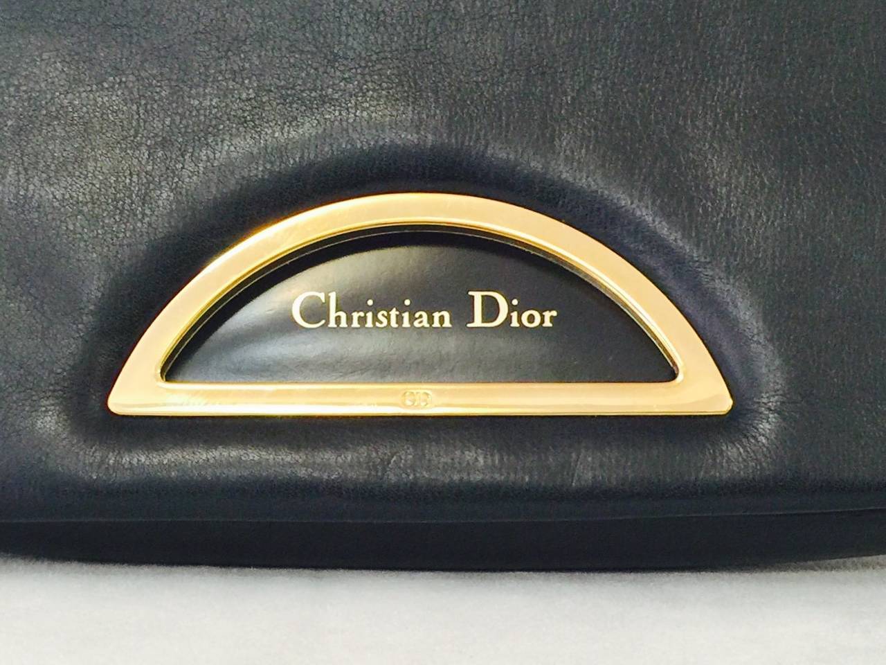 Black Christian Dior Lambskin Shoulder Bag with Gold Tone Hardware