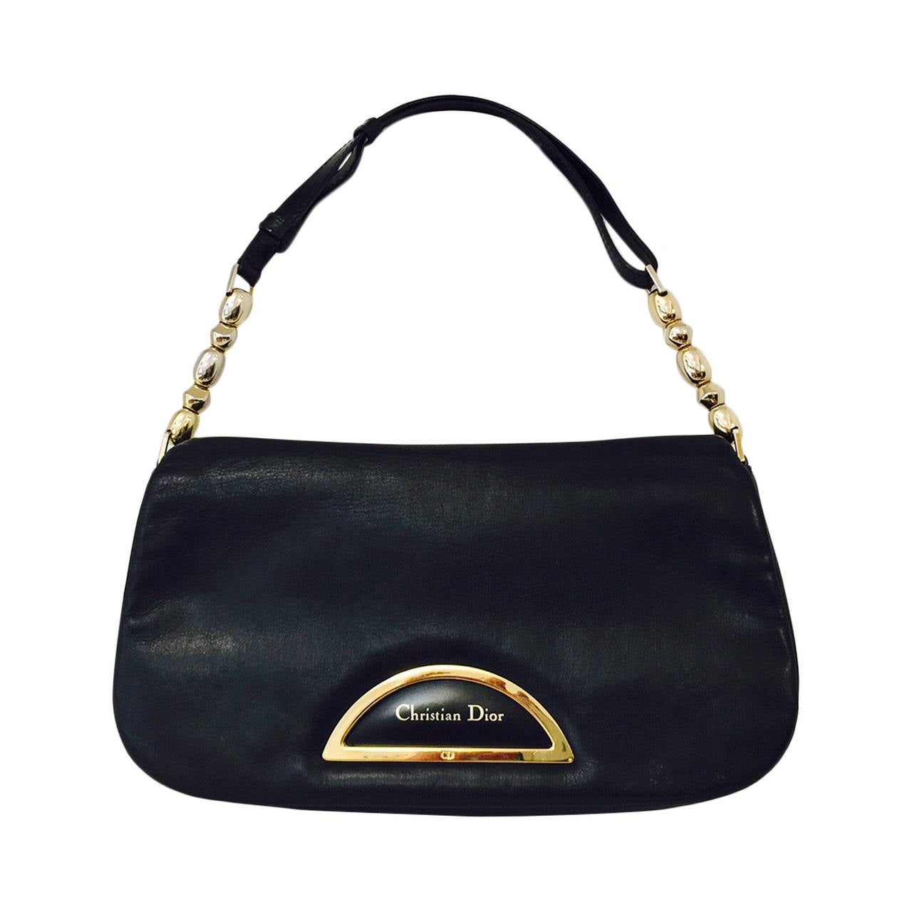 Christian Dior Lambskin Shoulder Bag with Gold Tone Hardware