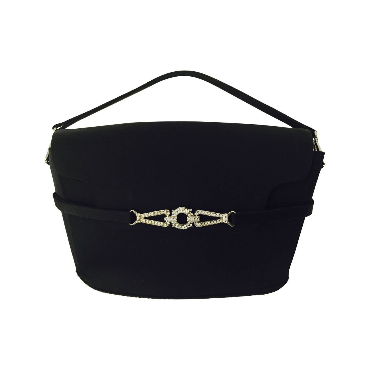  Christian Dior Black Satin Evening Hand Bag