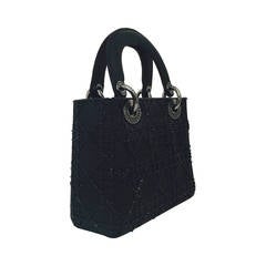 New Limited Edition Iconic Mini Lady Dior Black Satin Evening Bag