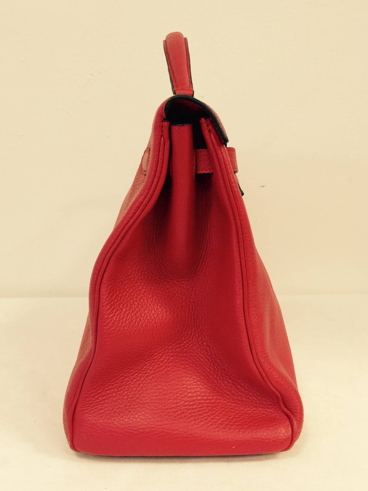 2008 Hermes Kelly Red Togo Bag 50 In Excellent Condition For Sale In Palm Beach, FL