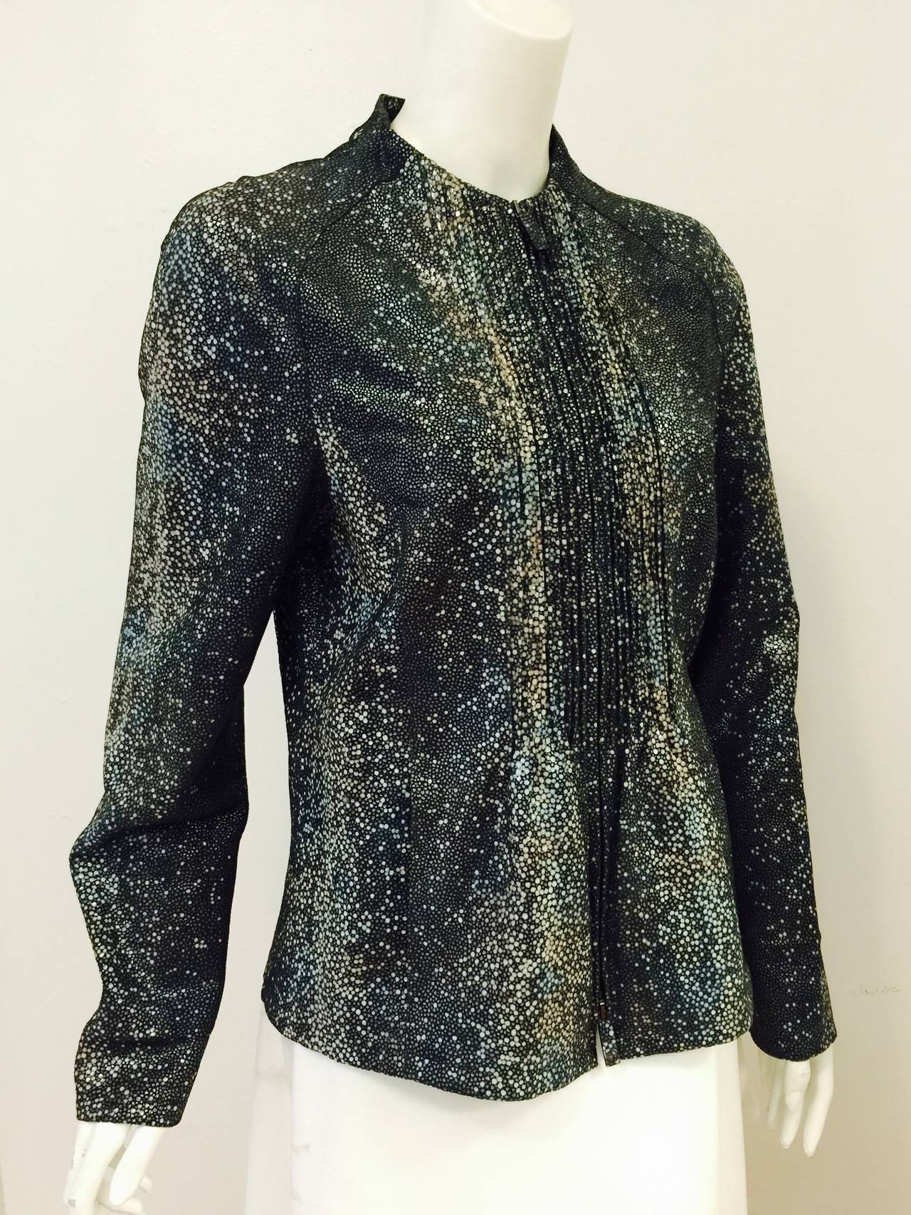 Limited Edition Shagreen Lambskin Jacket is worthy of Giorgio Armani's archives!  Crafted from the most supple lambskin, jacket will awe all admirers.  Truly magnificent old world leather crafting techniques must be seen to be believed!  Exterior