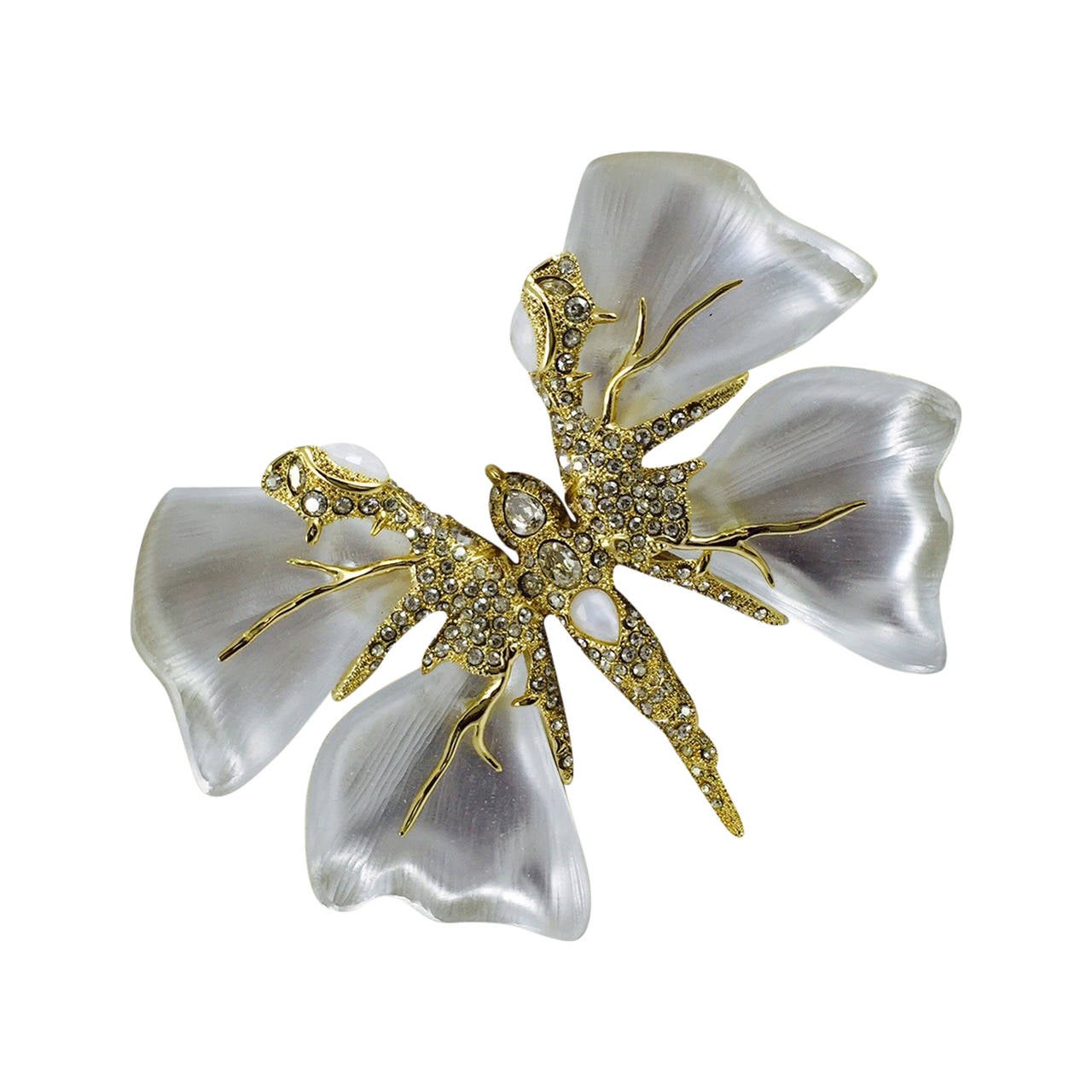 Alexis Bittar Hand Sculpted and Hand Painted Lucite Butterfly For Sale