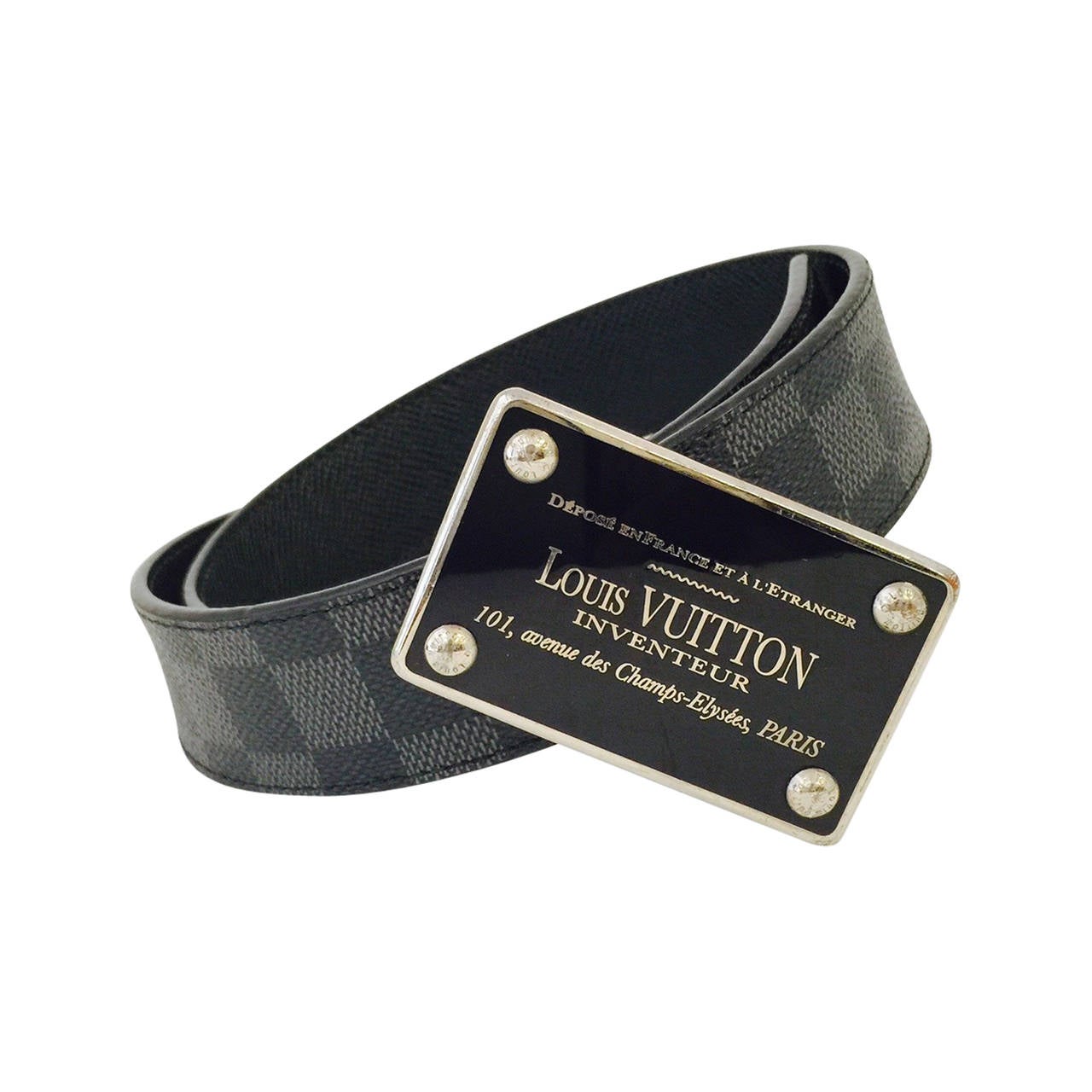 Louis Vuitton LV Inventeur Reversible Graphite Damier Canvas Belt For Sale