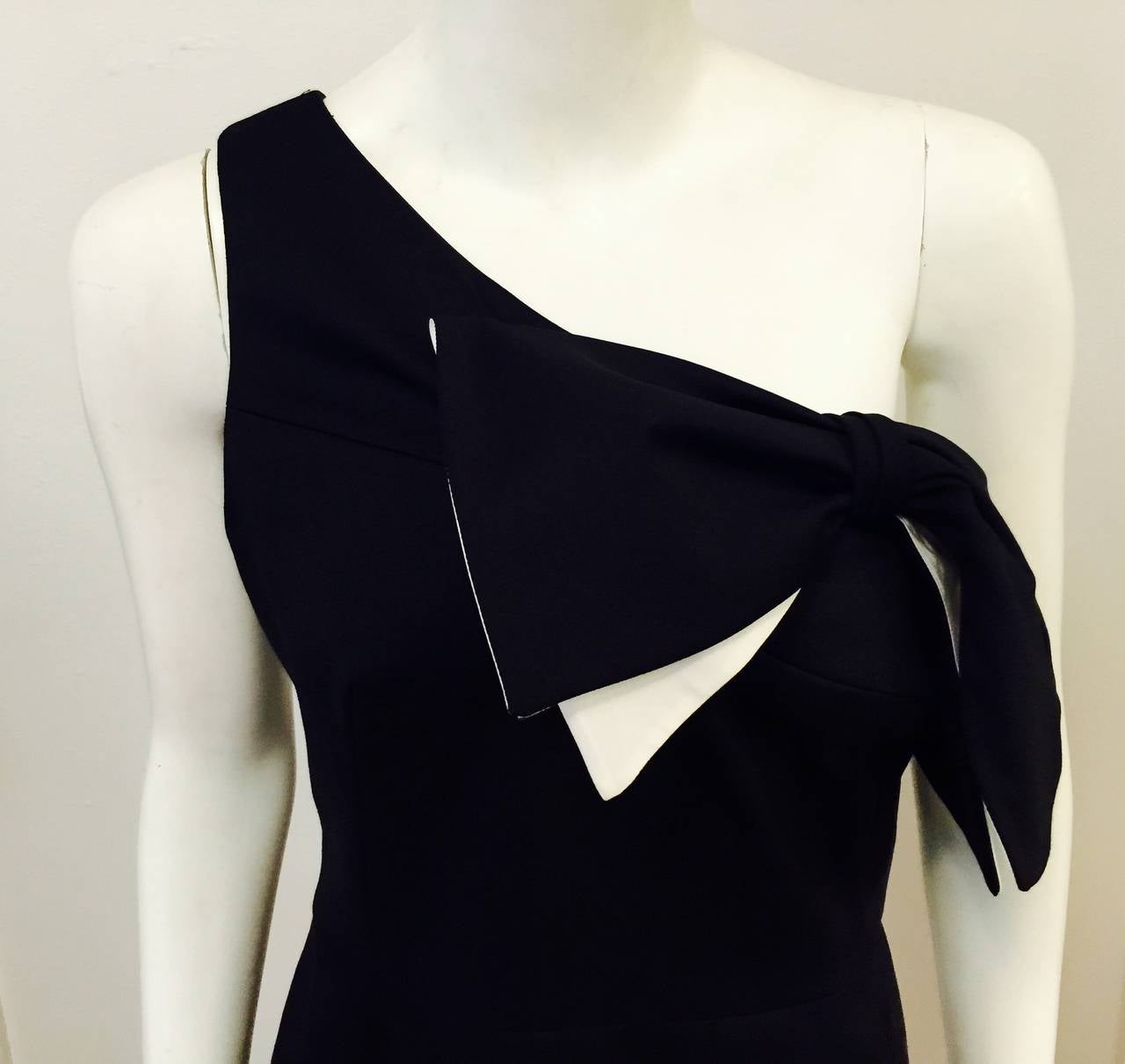 Valentino Technocouture One Shoulder Cocktail Dress With Bow For Sale 2