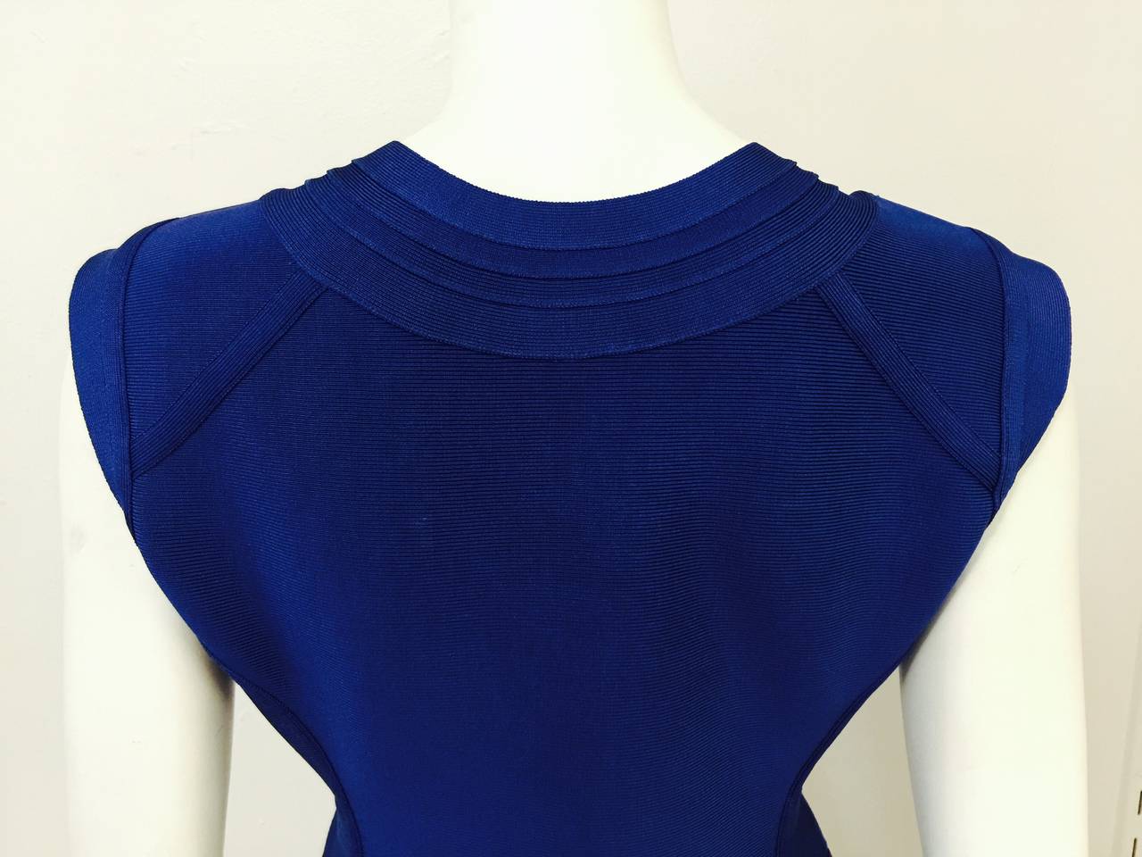 Iconic Banded Sapphire Blue Herve Leger Veleka Top For Sale 1
