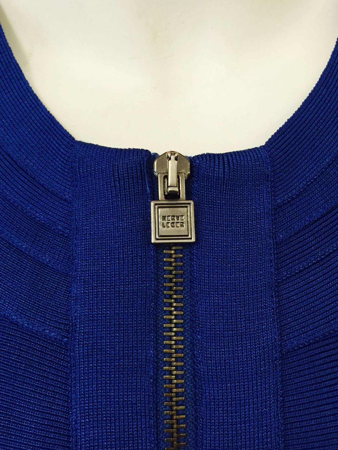 Iconic Banded Sapphire Blue Herve Leger Veleka Top For Sale 2