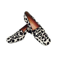 Prada Low Heel Square Toe Dalmatian Print Ponyskin Pump