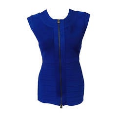 Iconic Banded Sapphire Blue Herve Leger Veleka Top