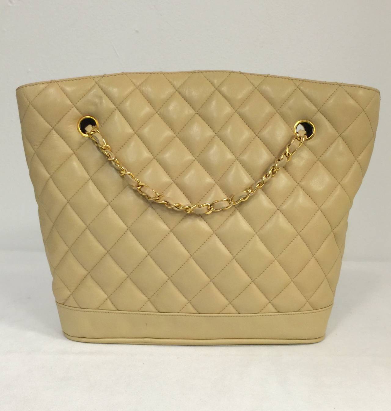 Women's Vintage Chanel Tan Quilted Lambskin Shoulder Bag Serial Number 1079329