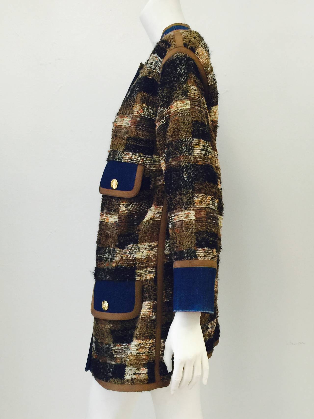 Vintage Chanel Denim and Wool Tweed Car Coat proves that Chanel incorporated 