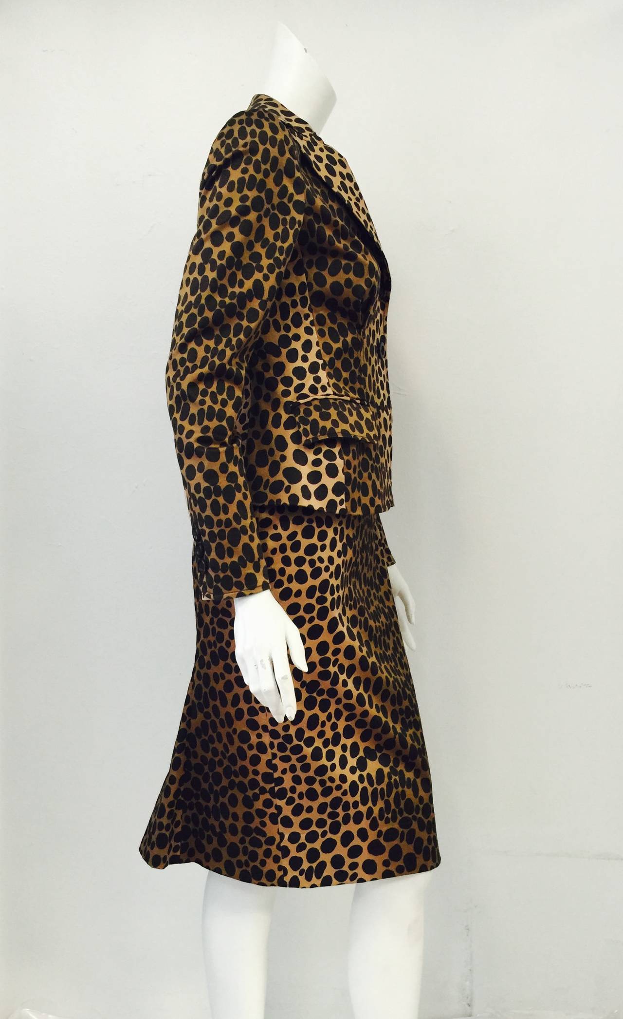 Black Magnificent Moschino Cheap and Chic Cotton Stretch Leopard Print Skirt Suit For Sale