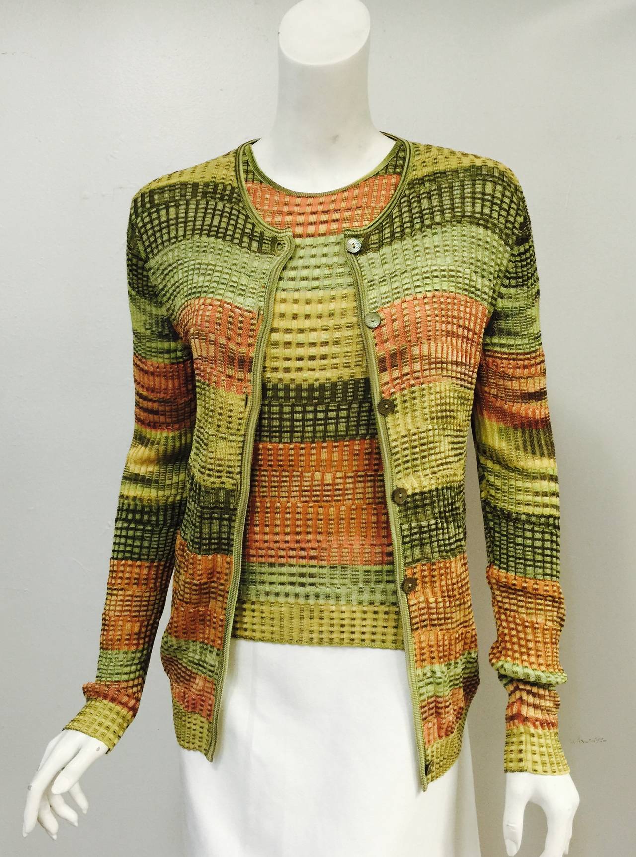 Multi Color Missoni Ribbed Knit Twin Set For Sale 1