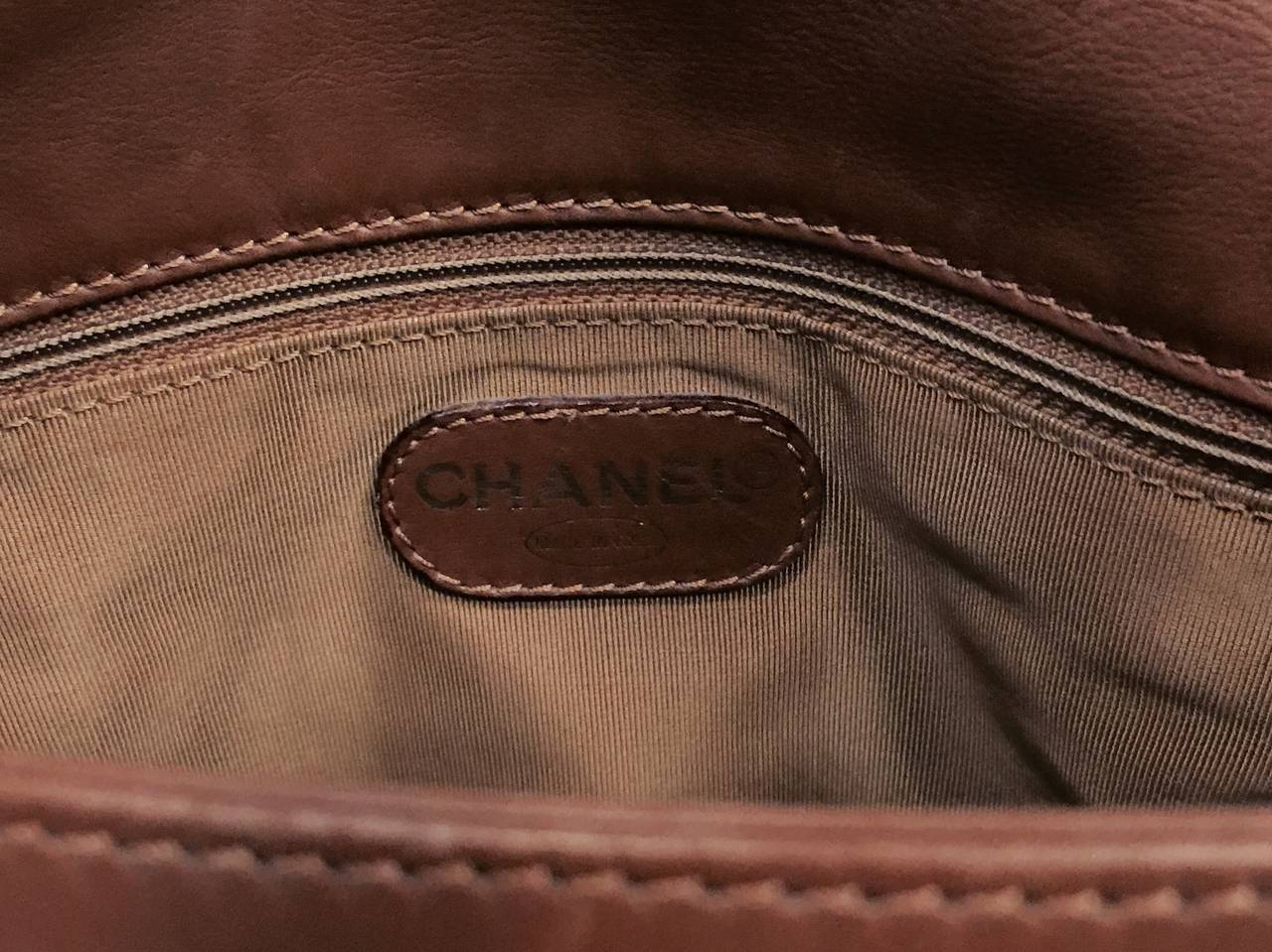 1990s Chanel Chestnut Brown Flap Shoulder Bag Serial Number 5302380 3