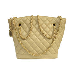 Vintage Chanel Tan Quilted Lambskin Shoulder Bag Serial Number 1079329