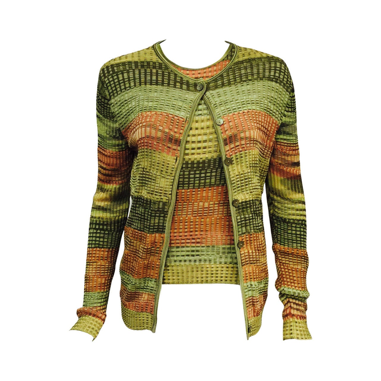 Multi Color Missoni Ribbed Knit Twin Set For Sale