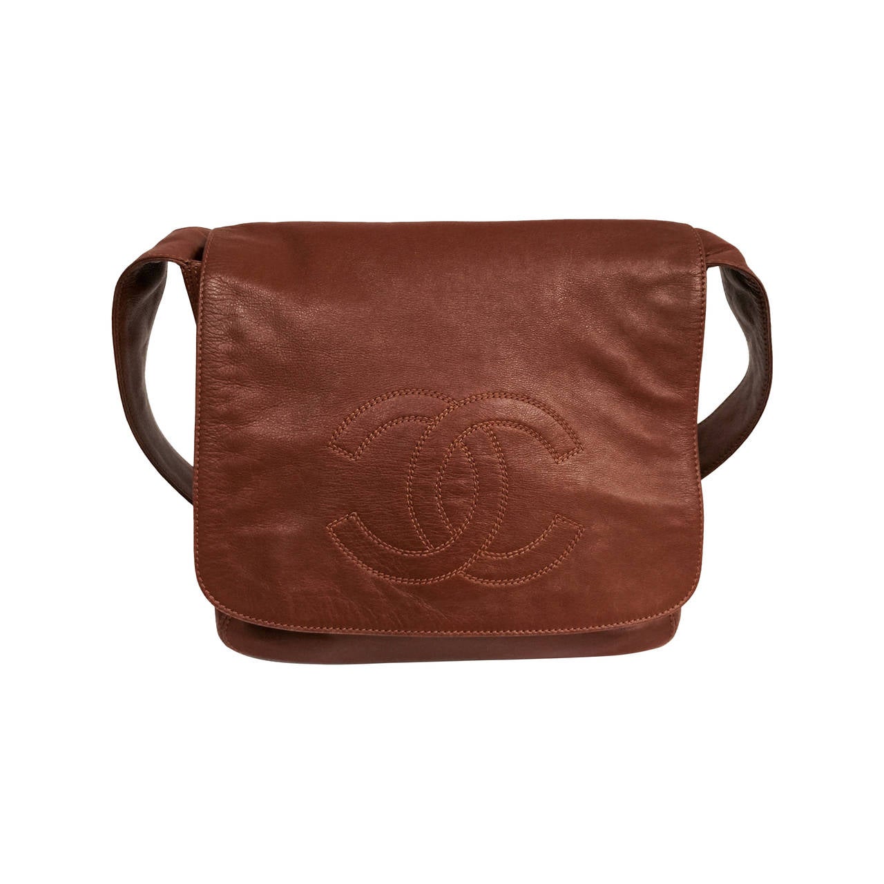 1990s Chanel Chestnut Brown Flap Shoulder Bag Serial Number 5302380