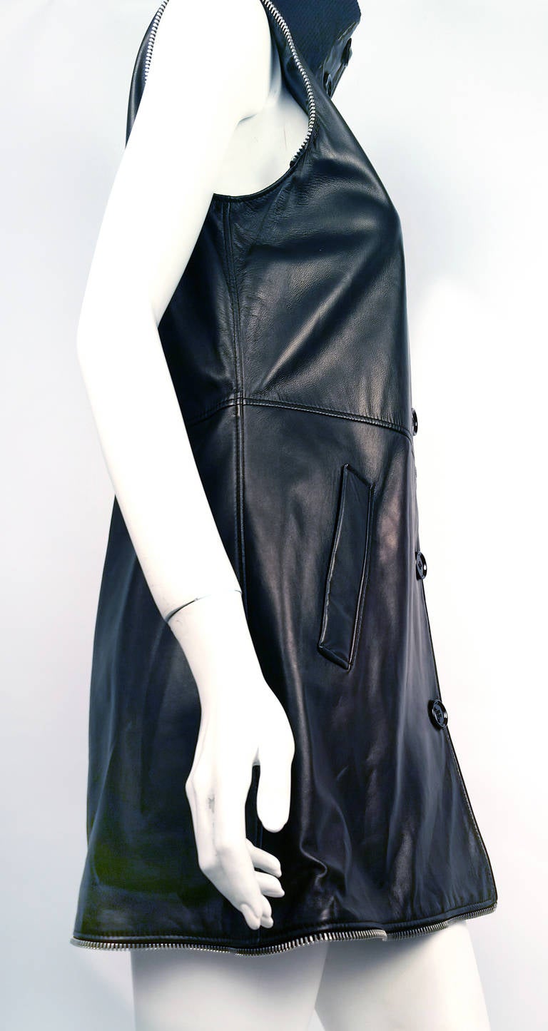 Black Dolce & Gabbana Sheepskin Zippered Trench Coat 40 EU For Sale