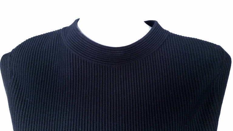 Alaia Paris Black Stretch Wool Dress For Sale 1