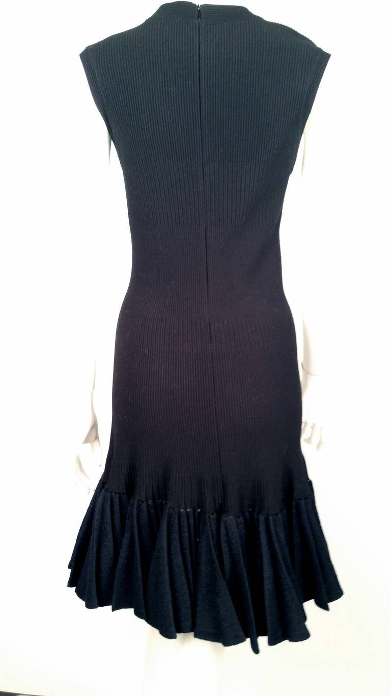 Alaia Paris Black Stretch Wool Dress In Excellent Condition For Sale In Palm Beach, FL