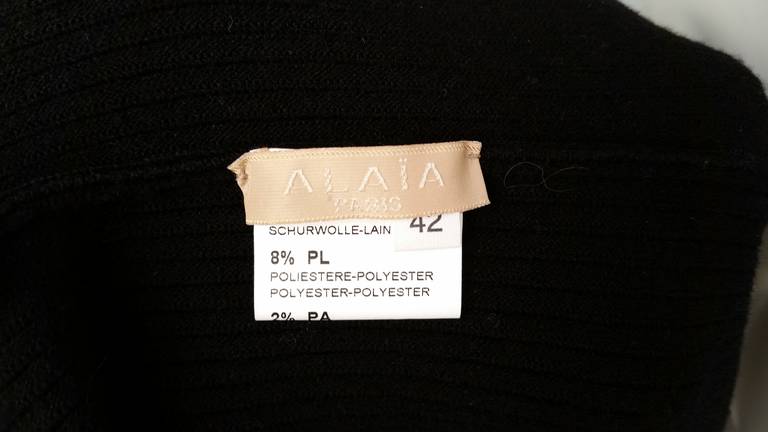 Alaia Paris Black Stretch Wool Dress For Sale 2