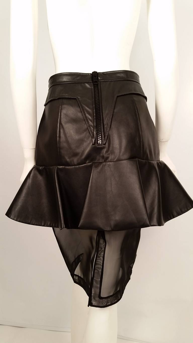 Black New Givenchy Fashion-Forward Peplum Skirt with Nylon Net Bottom