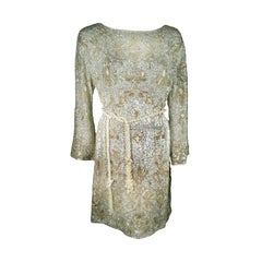 Marchesa Embellished/Embroidered Cocktail Tunic Dress With Belt