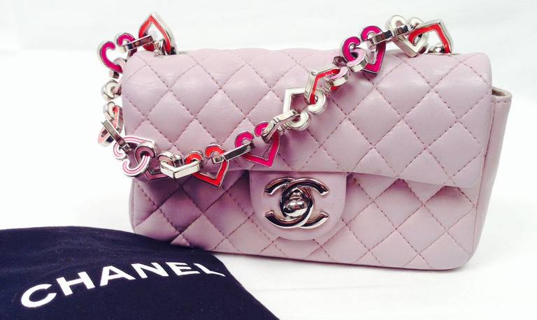 Limited Edition Chanel Lilac Valentine Chain Mini Flap Bag For Sale 1