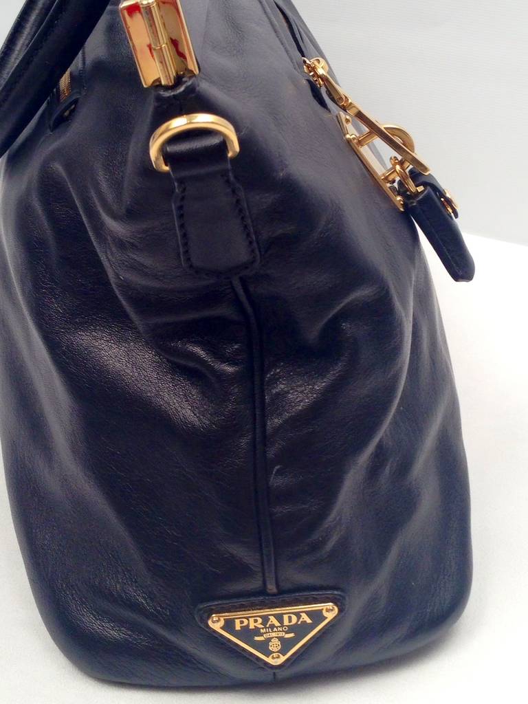 Women's Prada Calf Leather Large Frame Top Handle Bag For Sale