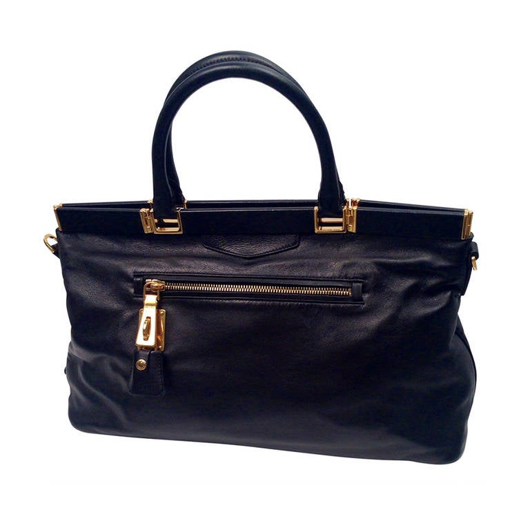 Prada Calf Leather Large Frame Top Handle Bag For Sale
