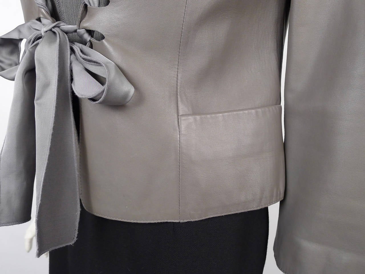 Women's Giorgio Armani Dove Grey Lambskin Jacket with Matching Knit Camisole