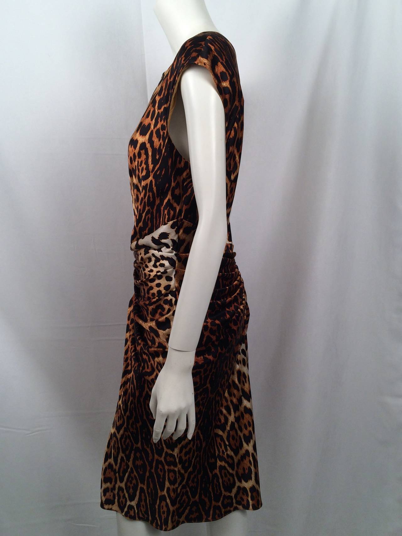 Christian Dior Leopard Print Silk Cocktail Dress In Excellent Condition For Sale In Palm Beach, FL