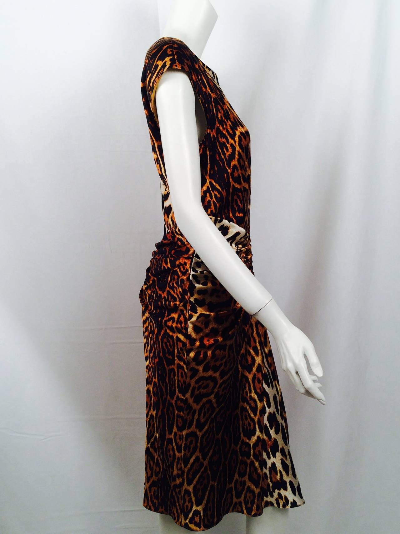 Women's Christian Dior Leopard Print Silk Cocktail Dress For Sale