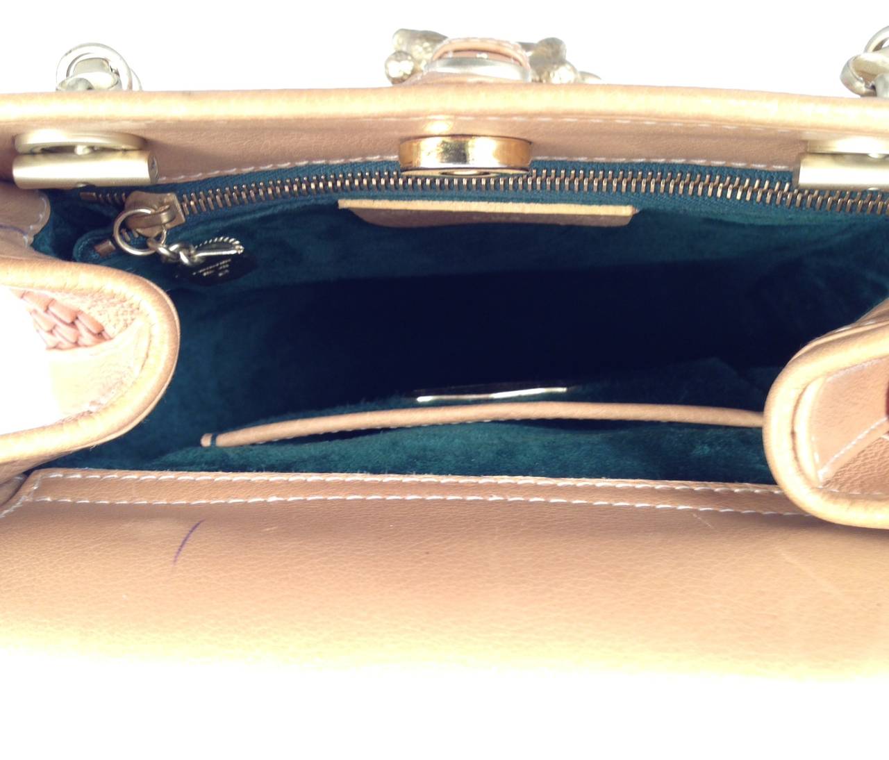 Kieselstein-Cord Carmel Woven Leather Shoulder Bag With Poodle Charm 6
