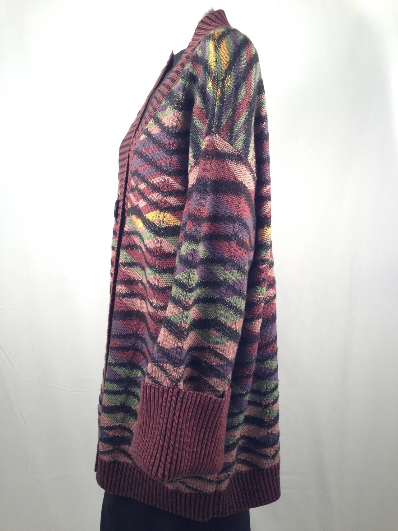 Vintage 1981 Missoni 100% Merino Wool Sweater Coat In New Condition For Sale In Palm Beach, FL