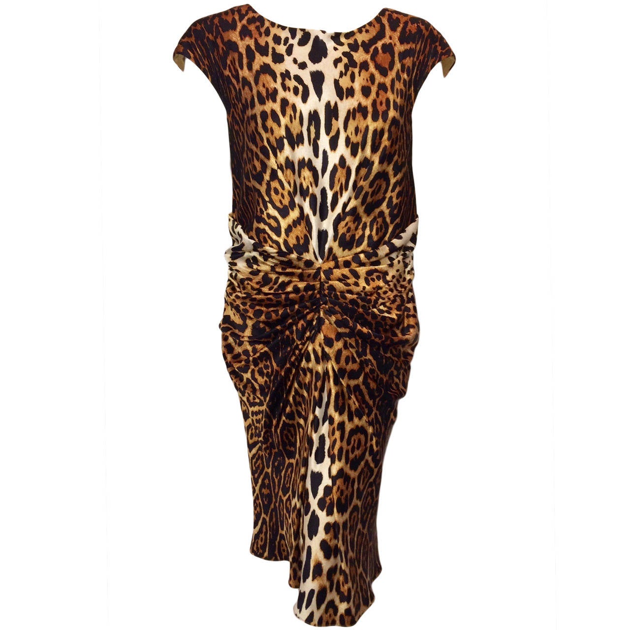 Christian Dior Leopard Print Silk Cocktail Dress For Sale