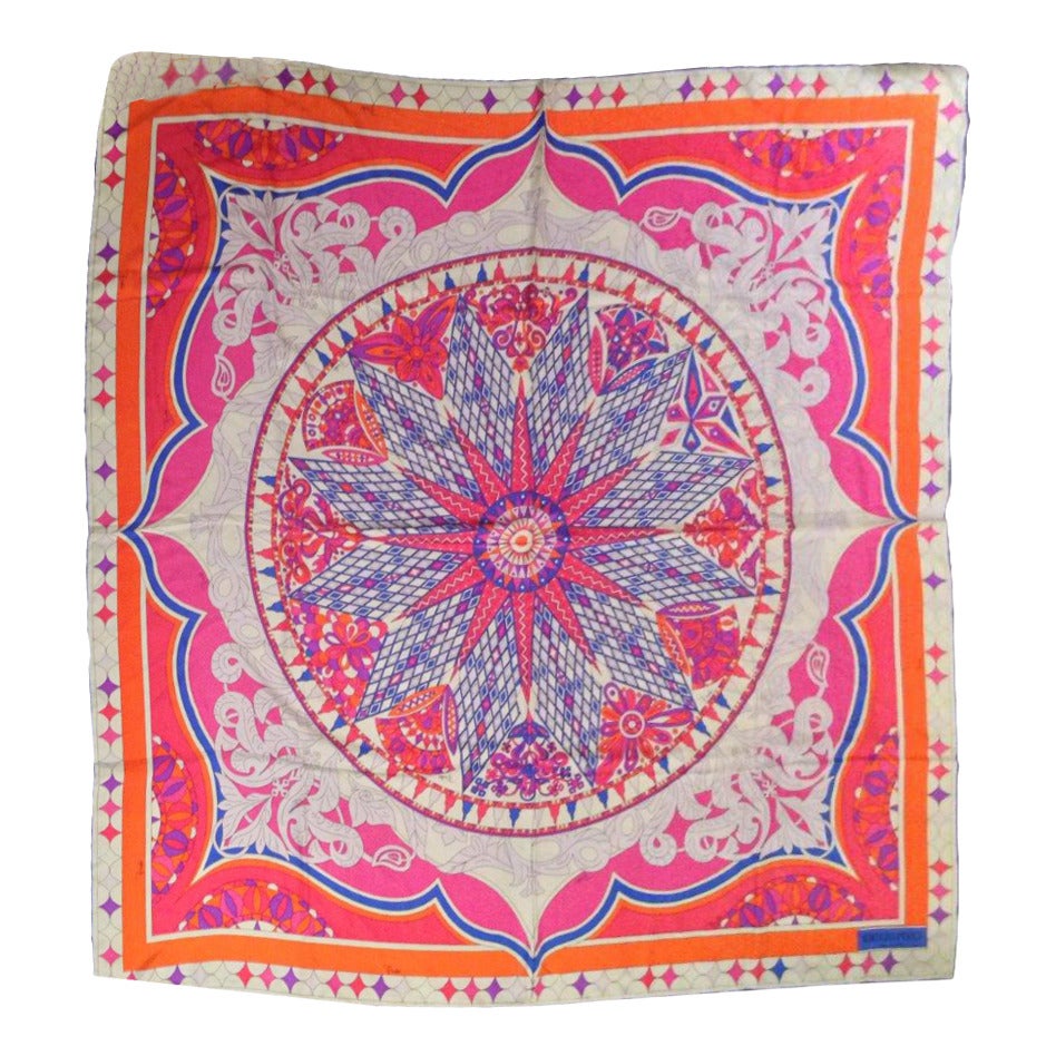 Pucci 100% Silk Starburst Pattern Oversized Scarf For Sale