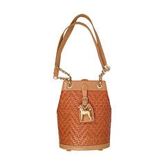 Kieselstein-Cord Carmel Woven Leather Shoulder Bag With Poodle Charm