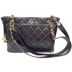 1990's Chanel Quilted Lambskin Tote With Gold Bauble