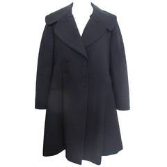 Alaia Chic Wool Black Coat with Semi-Shawl Collar