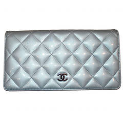 Chanel Patent Quilted Baby Blue Wallet