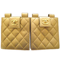 Chanel Pair of Vintage Gold Leather "Holster" Bags